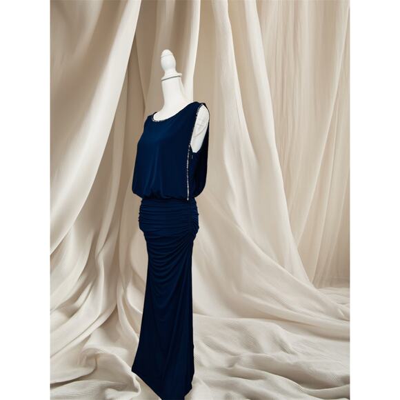Laundry  by Shelli Segal Evening Formal Gown in Navy Blue - Picture 3 of 8